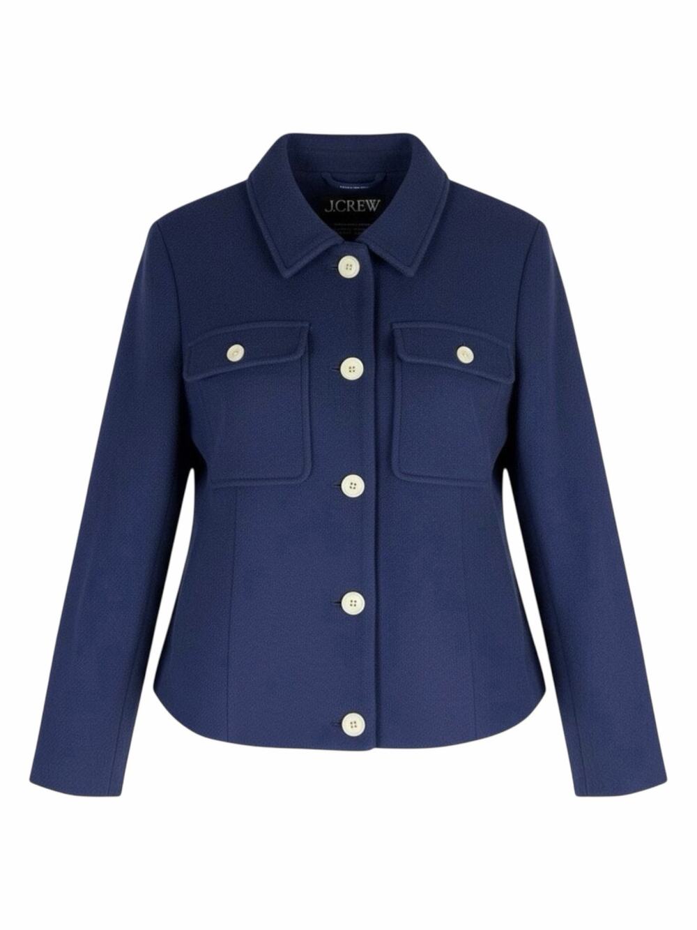 J. Crew Lady Jacket Italian Stadium Cloth Wool Blend Navy Blue Size 20